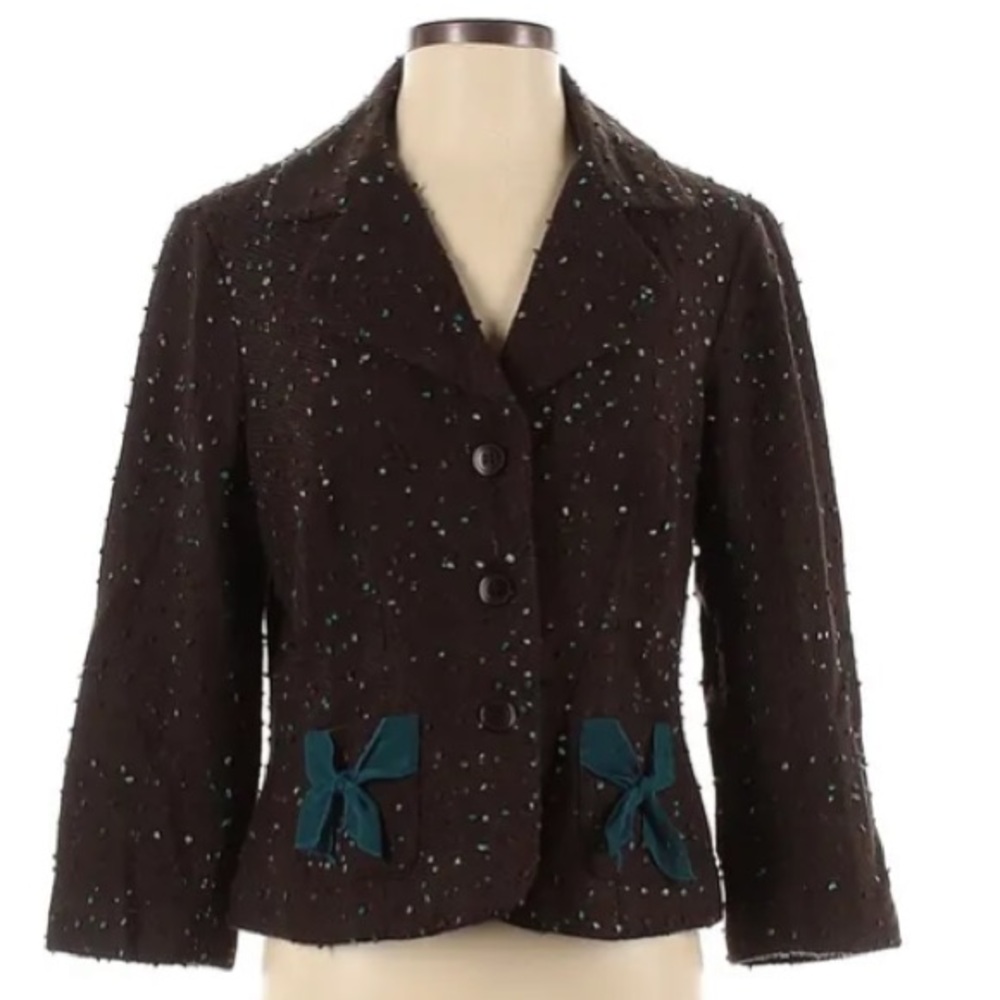 Anthropologie Jonathan Martin Brown Tweed Blazer Sz 10